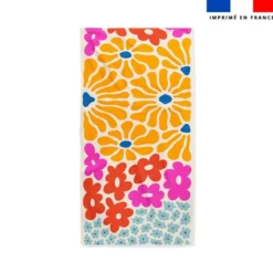 Coupon pour serviette de plage motif grande fleur jaune