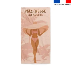 Coupon pour serviette de plage motif maitresse au soleil saumon et rose