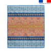 Coupon pour serviette de plage motif rayures abstraites bleues et rouges - Création Lita Blanc