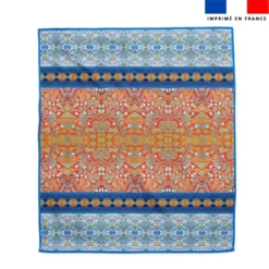 Coupon pour serviette de plage motif rayures abstraites bleues et rouges - Création Lita Blanc