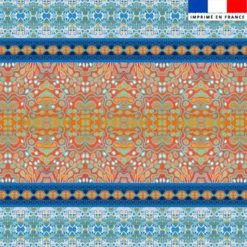 Coupon pour serviette de plage motif rayures abstraites bleues et rouges - Création Lita Blanc