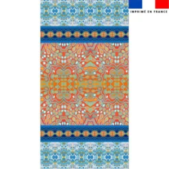 Coupon pour serviette de plage motif rayures abstraites bleues et rouges - Création Lita Blanc