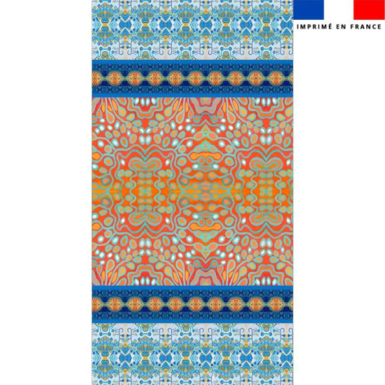 Coupon pour serviette de plage motif rayures abstraites bleues et rouges - Création Lita Blanc