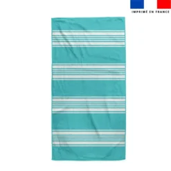 Coupon pour serviette de plage vert d'eau motif fouta symétrique