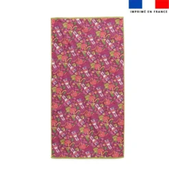 Coupon pour serviette de plage motif lapin printanier framboise - Création Stillistic