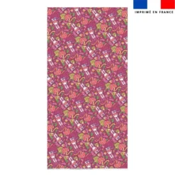Coupon pour serviette de plage motif lapin printanier framboise - Création Stillistic
