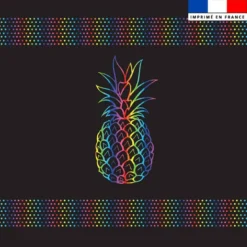 Coupon pour serviette de plage noir motif ananas multicolore