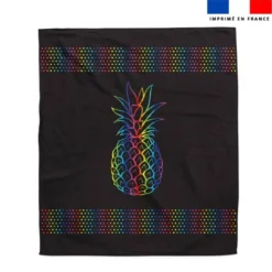 Coupon pour serviette de plage noir motif ananas multicolore