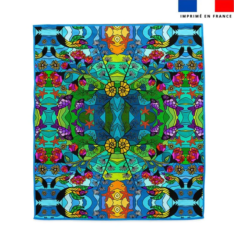 Coupon pour serviette de plage motif paysage marin - Création Lita Blanc