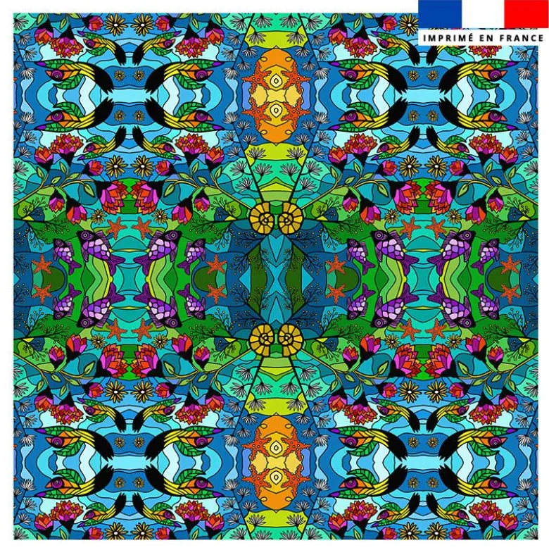 Coupon pour serviette de plage motif paysage marin - Création Lita Blanc