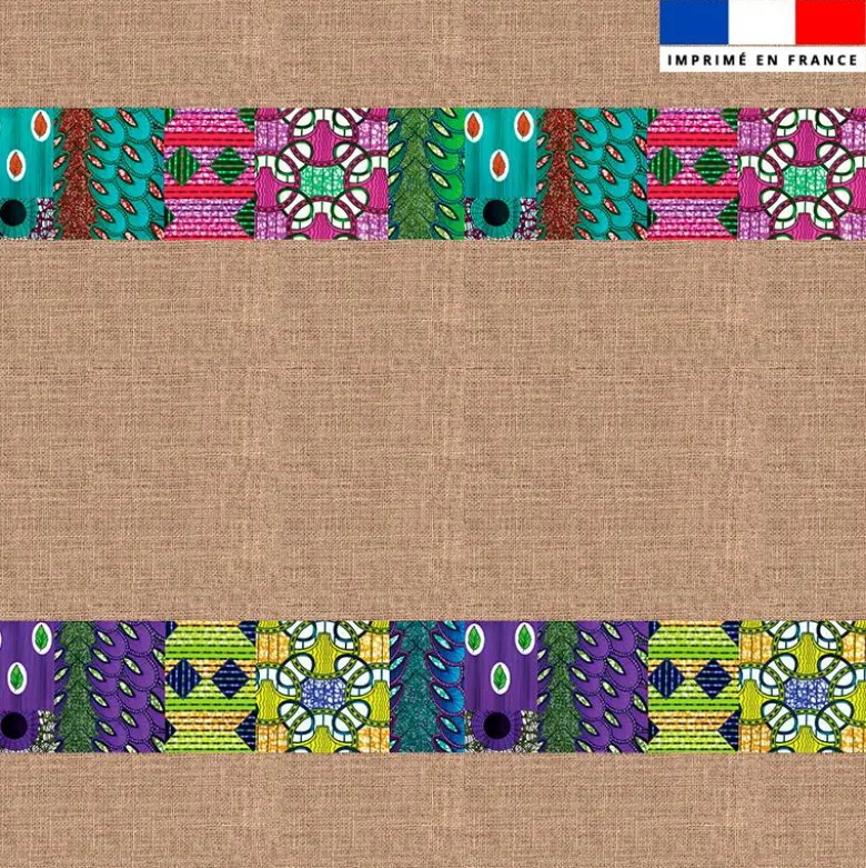 Coupon pour serviette de plage motif wax effet toile de jute