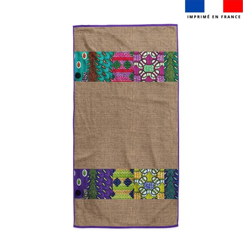 Coupon pour serviette de plage motif wax effet toile de jute
