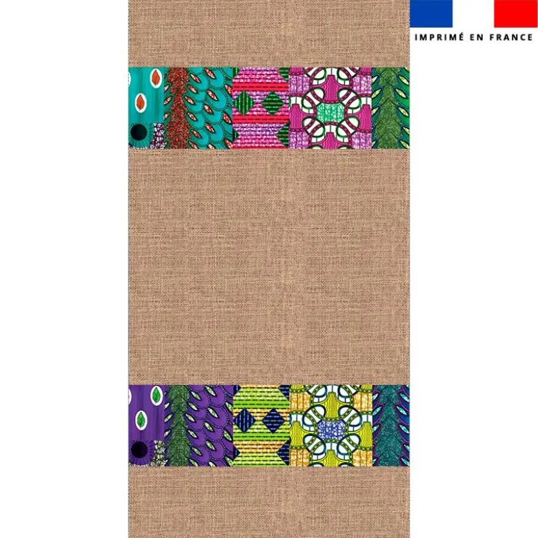 Coupon pour serviette de plage motif wax effet toile de jute