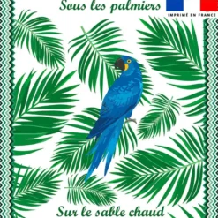 Coupon pour serviette de plage blanc motif perroquet et feuille tropicale
