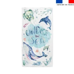 Coupon pour serviette de plage blanche motif animaux aquatiques