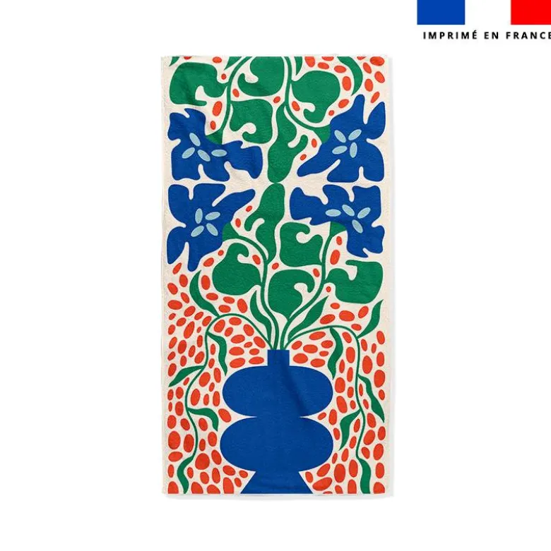 Coupon pour serviette de plage motif vase bleu