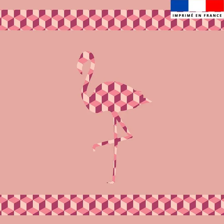 Coupon pour serviette de plage rose motif flamant cubique
