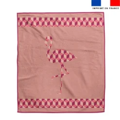 Coupon pour serviette de plage rose motif flamant cubique