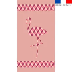 Coupon pour serviette de plage rose motif flamant cubique