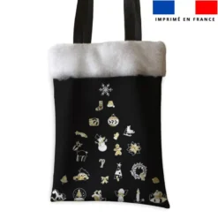 Coupon pour tote-bag motif bonnes fêtes or + fausse fourrure