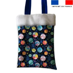 Coupon pour tote-bag motif boules de noel + fausse fourrure