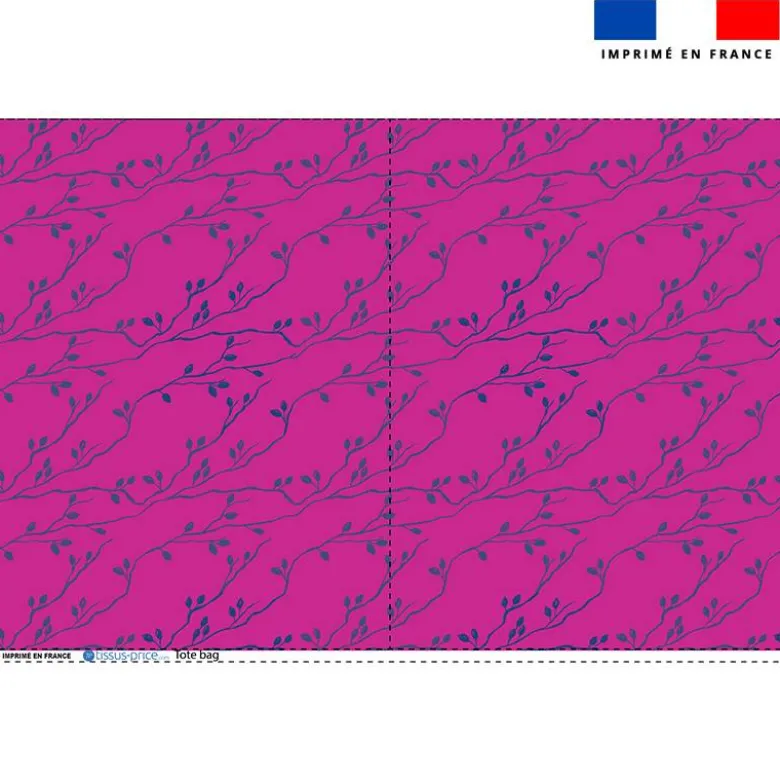 Coupon pour tote-bag motif églantier rose - Création Cat&Colours