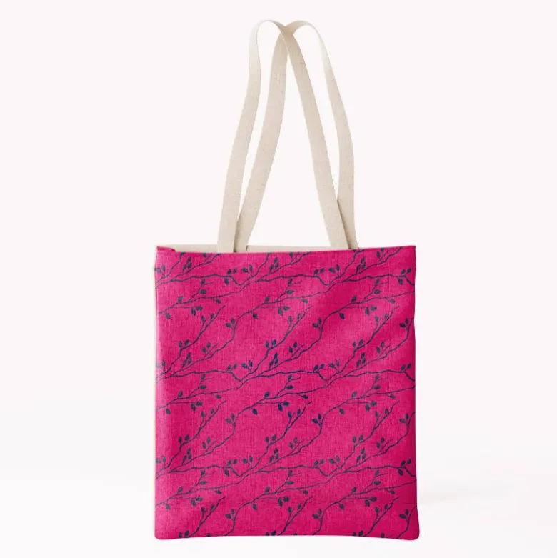 Coupon pour tote-bag motif églantier rose - Création Cat&Colours