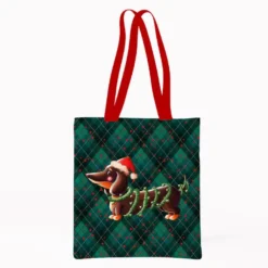 Coupon pour tote-bag motif Teckel bonnet de Noël - Création Stillistic