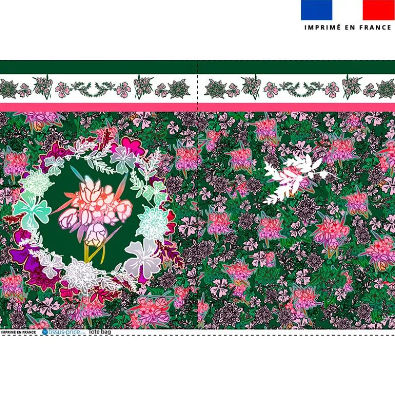Coupon pour tote-bag vert foncé motif bohème - Création Lili Bambou Design