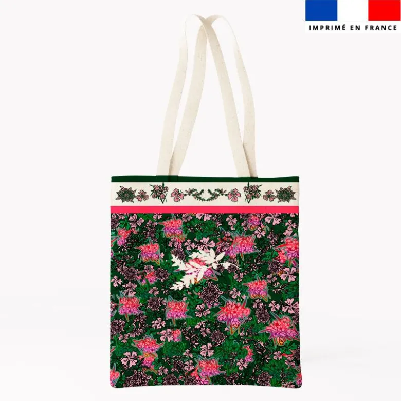 Coupon pour tote-bag vert foncé motif bohème - Création Lili Bambou Design