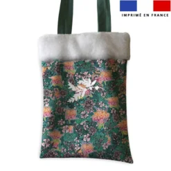 Coupon pour tote-bag vert motif bohème + fausse fourrure - Création Lili Bambou Design