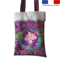 Coupon pour tote-bag violet motif bohème + fausse fourrure - Création Lili Bambou Design