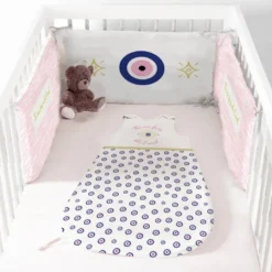 Coupon pour tour de lit motif Grèce oeil rose