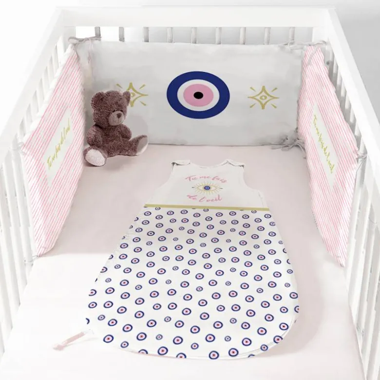 Coupon pour tour de lit motif Grèce oeil rose