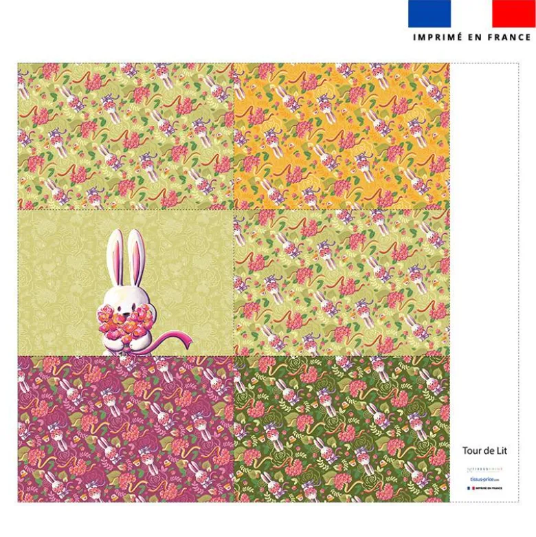 Coupon pour tour de lit motif lapin printanier - Création Stillistic