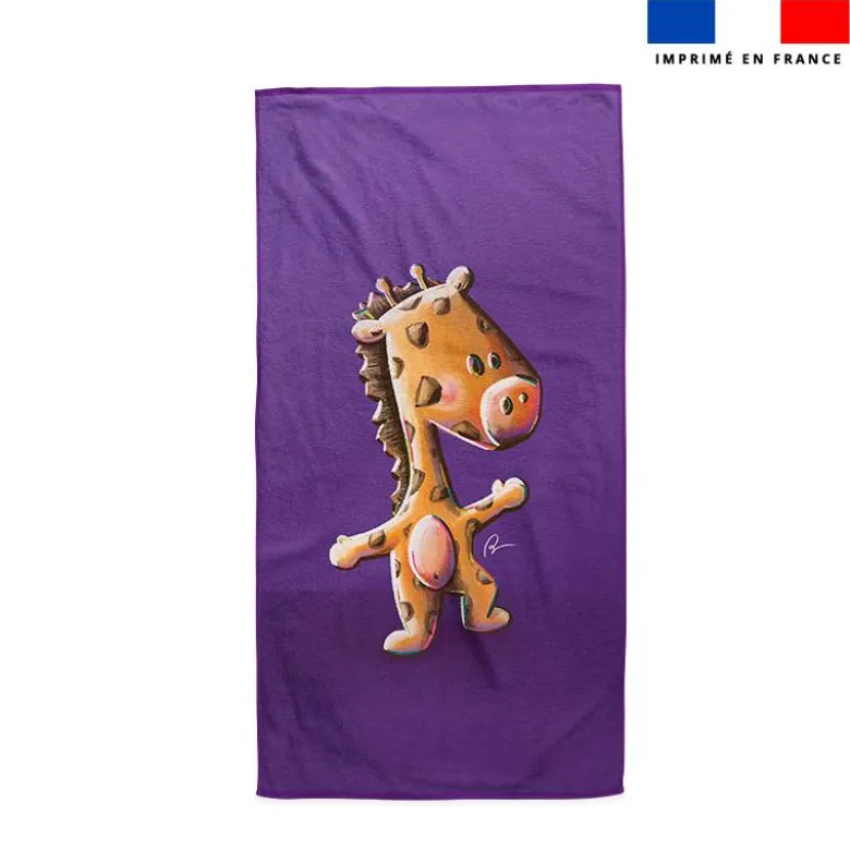 Coupon serviette de plage motif bébé girafe - Création Stillistic