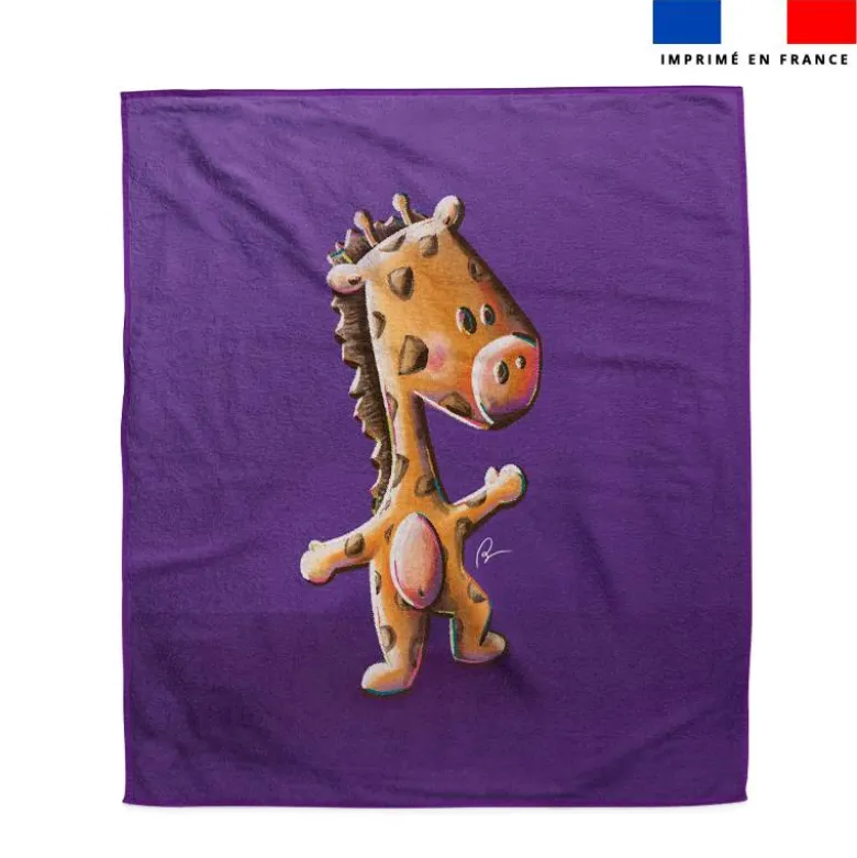 Coupon serviette de plage motif bébé girafe - Création Stillistic