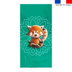 Coupon serviette de plage motif panda roux yoga lotus - Création Stillistic