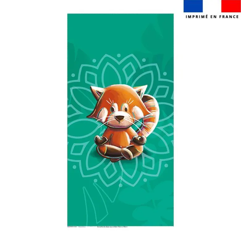 Coupon serviette de plage motif panda roux yoga lotus - Création Stillistic