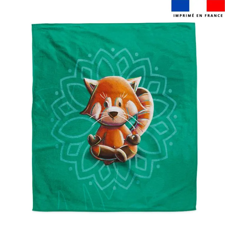 Coupon serviette de plage motif panda roux yoga lotus - Création Stillistic
