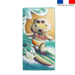 Coupon serviette de plage motif hippo surf - Création Stillistic