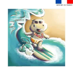 Coupon serviette de plage motif hippo surf - Création Stillistic