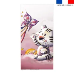 Coupon serviette de plage motif tigre blanc - Création Stillistic