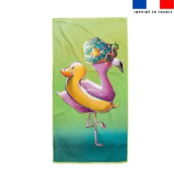 Coupon serviette de plage motif flamant rose plage - Création Stillistic