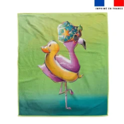 Coupon serviette de plage motif flamant rose plage - Création Stillistic