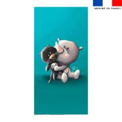 Coupon serviette de plage motif bébé rhino - Création Stillistic