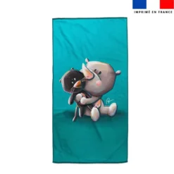 Coupon serviette de plage motif bébé rhino - Création Stillistic