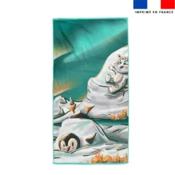 Coupon serviette de plage motif Animaux du froid Pingouin et Panthère - Création Stillistic
