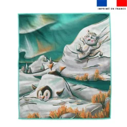 Coupon serviette de plage motif Animaux du froid Pingouin et Panthère - Création Stillistic