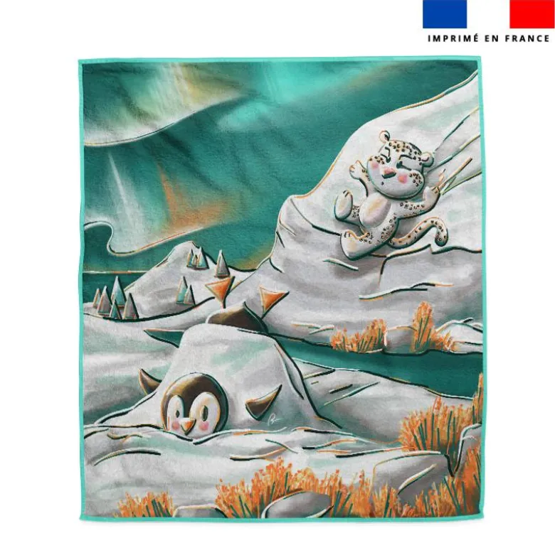 Coupon serviette de plage motif Animaux du froid Pingouin et Panthère - Création Stillistic